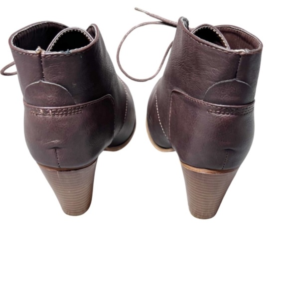 Altar'd State Women’s Brown Leather Platform Wooden Heel Lace Up Ankle Booties - Picture 12 of 16
